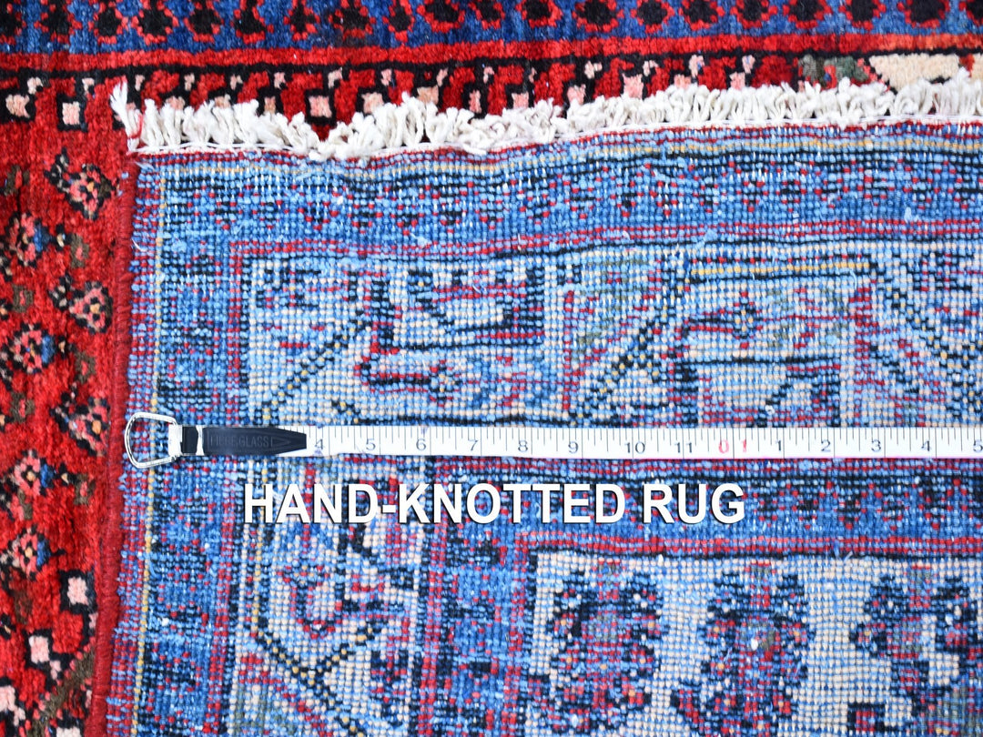 3'7" x 5'0" Vintage Hand Knotted Red Wool Rectangle Oriental Rug - MOA10259904
