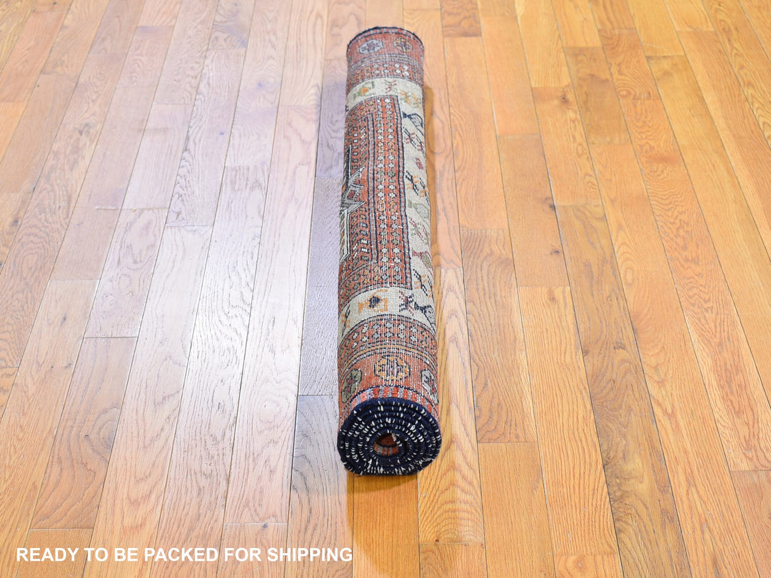 4'0" x 5'10" Vintage Hand Knotted Brown Wool Rectangle Oriental Rug - MOA10259925