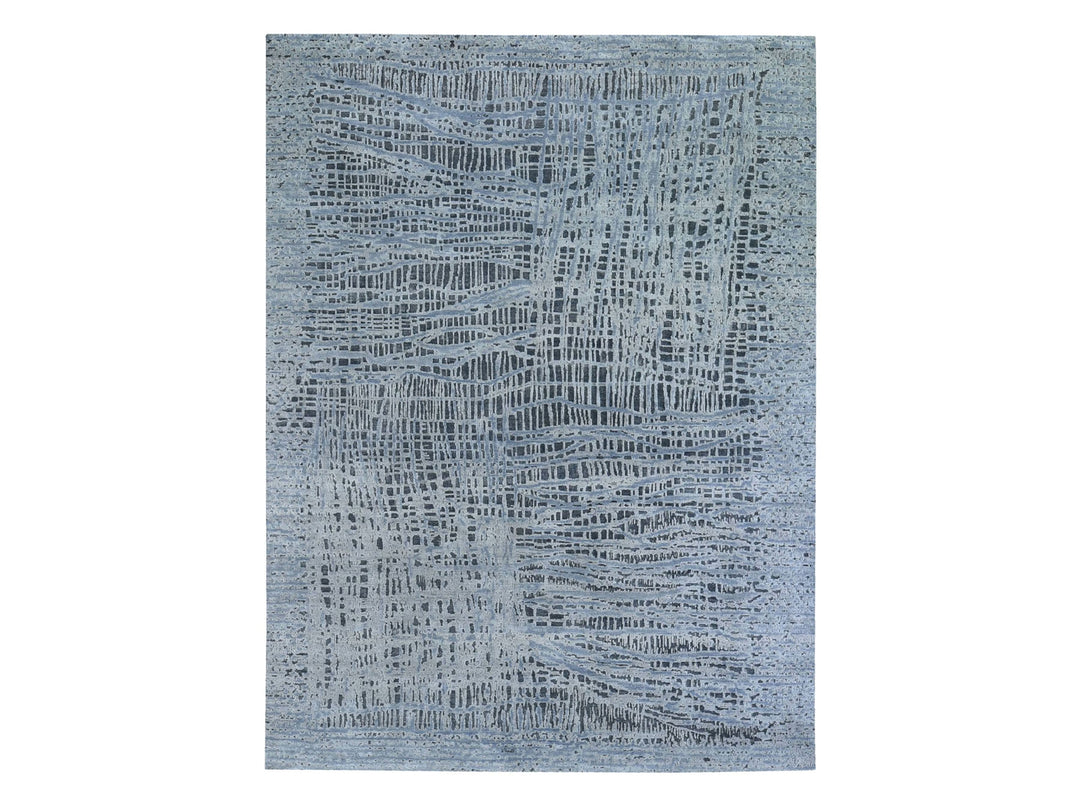 7'10" x 10'0" New Hand Knotted Grey Wool Rectangle Oriental Rug - MOA10259950
