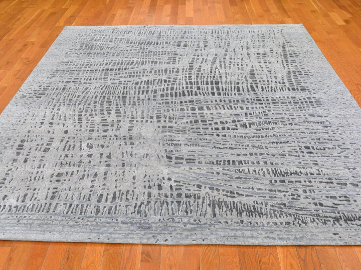 7'10" x 10'0" New Hand Knotted Grey Wool Rectangle Oriental Rug - MOA10259950