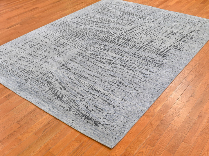 7'10" x 10'0" New Hand Knotted Grey Wool Rectangle Oriental Rug - MOA10259950