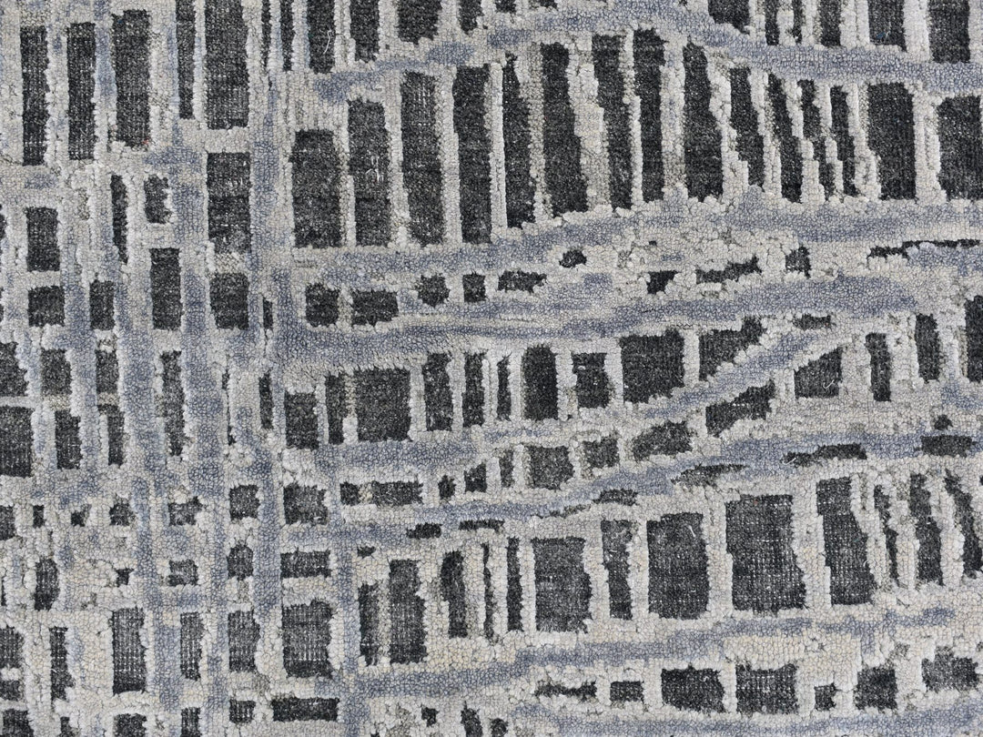 7'10" x 10'0" New Hand Knotted Grey Wool Rectangle Oriental Rug - MOA10259950