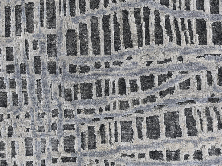 7'10" x 10'0" New Hand Knotted Grey Wool Rectangle Oriental Rug - MOA10259950