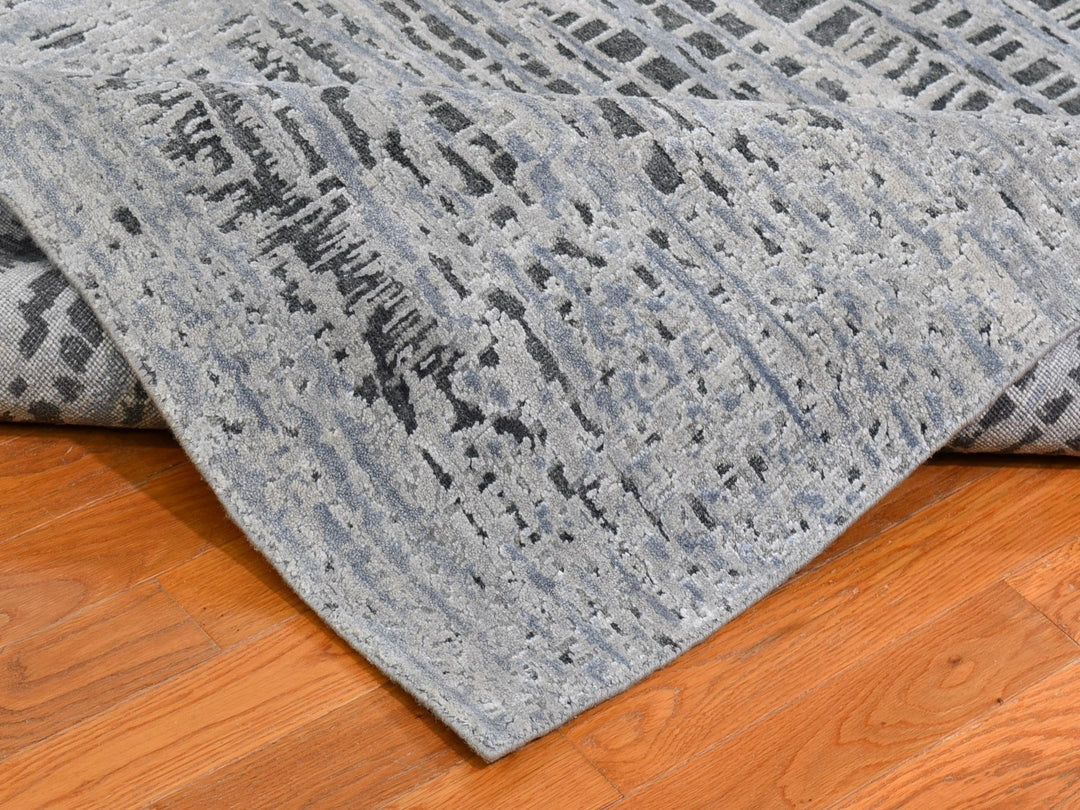 7'10" x 10'0" New Hand Knotted Grey Wool Rectangle Oriental Rug - MOA10259950