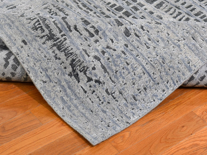 7'10" x 10'0" New Hand Knotted Grey Wool Rectangle Oriental Rug - MOA10259950