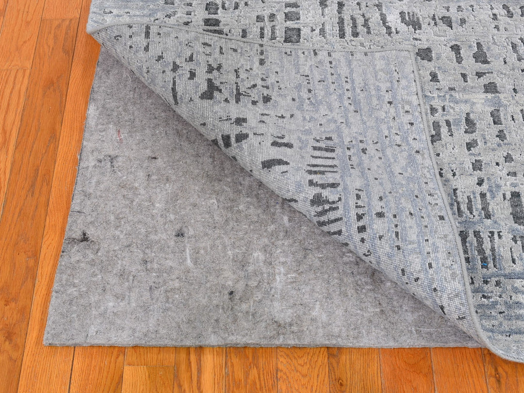 7'10" x 10'0" New Hand Knotted Grey Wool Rectangle Oriental Rug - MOA10259950