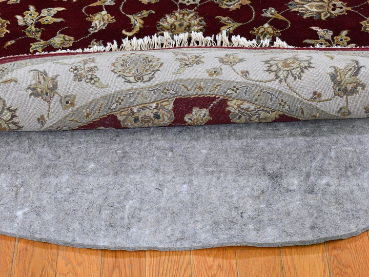 5'0" x 5'0" New Hand Knotted Red Wool & Silk Round Oriental Rug - MOA10259951