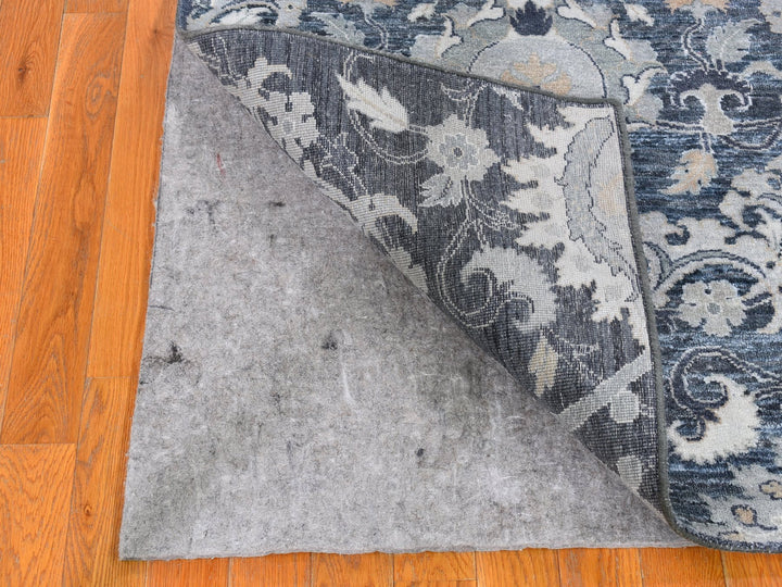 3'0" x 10'2" New Hand Knotted Grey Wool & Silk Runner Oriental Rug - MOA10259952