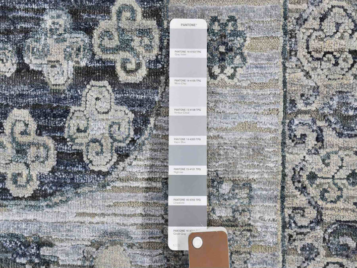 3'0" x 5'2" New Hand Knotted Grey Wool & Silk Rectangle Oriental Rug - MOA10259954
