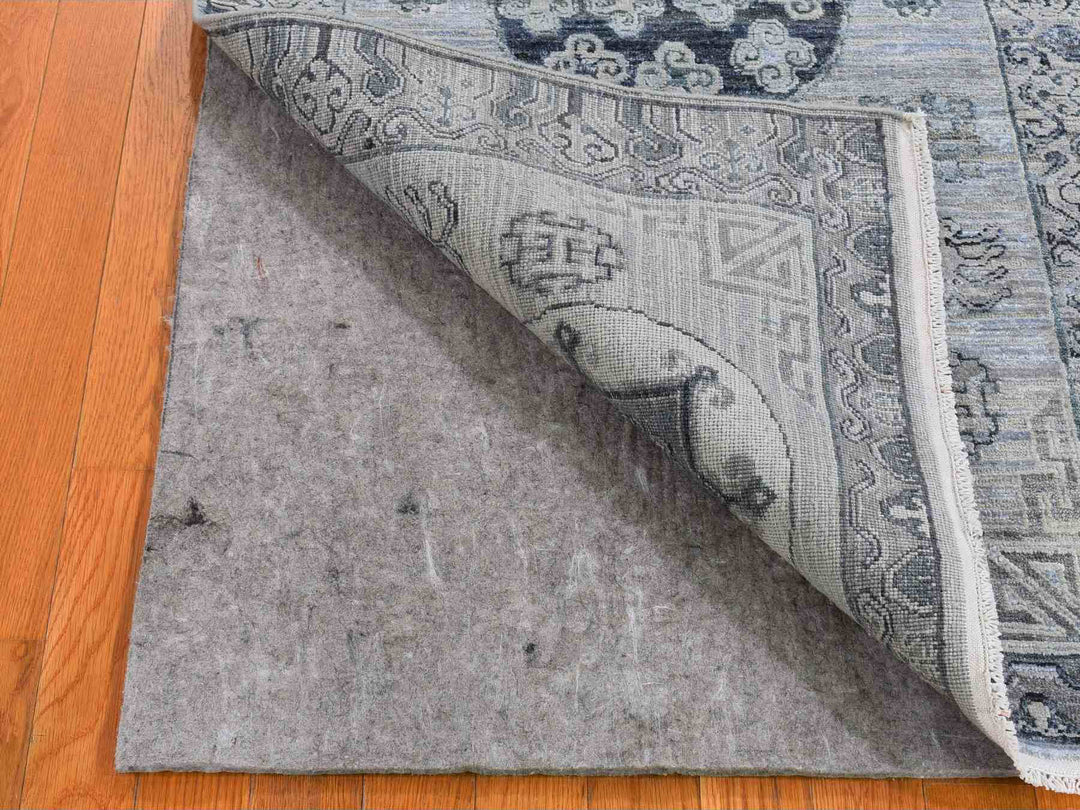 3'0" x 5'2" New Hand Knotted Grey Wool & Silk Rectangle Oriental Rug - MOA10259954