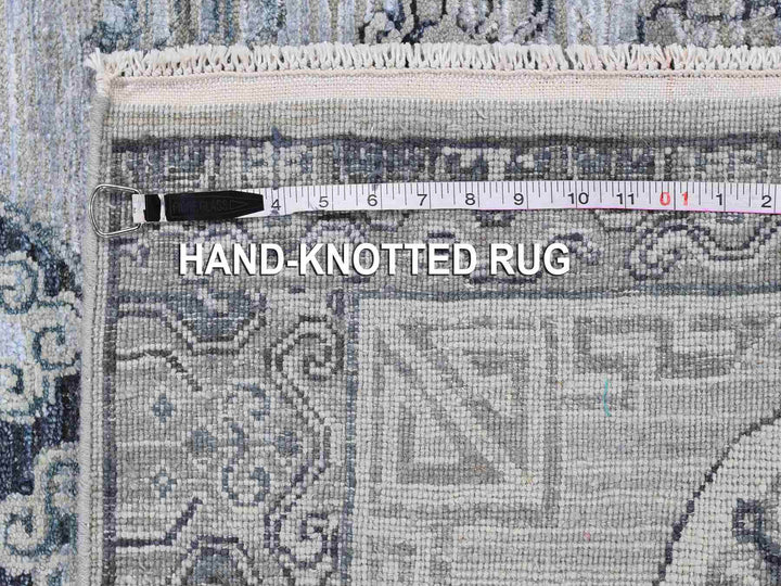 3'0" x 5'2" New Hand Knotted Grey Wool & Silk Rectangle Oriental Rug - MOA10259954