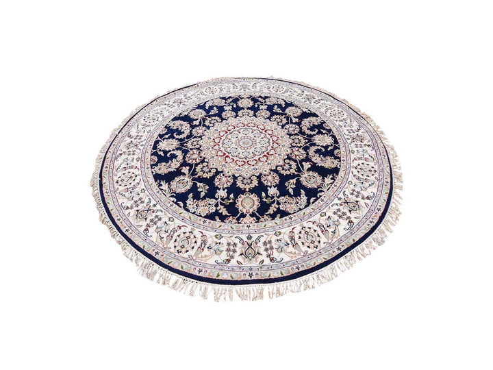 6'0" x 6'0" New Hand Knotted Blue Wool Rectangle Oriental Rug - MOA10259993