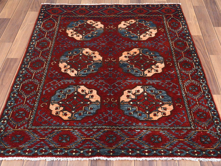 3'5" x 4'4" New Hand Knotted Red Wool Rectangle Oriental Rug - MOA10260002
