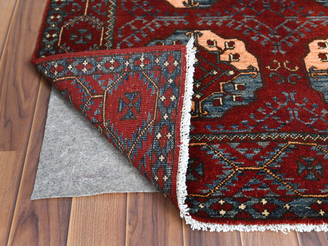 3'5" x 4'4" New Hand Knotted Red Wool Rectangle Oriental Rug - MOA10260002