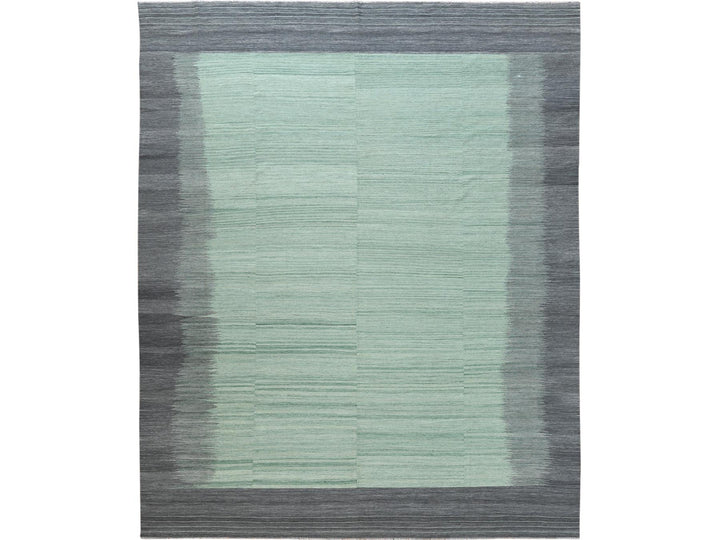 12'0" x 15'0" New Hand Woven Green Wool Rectangle Oriental Rug - MOA10260020