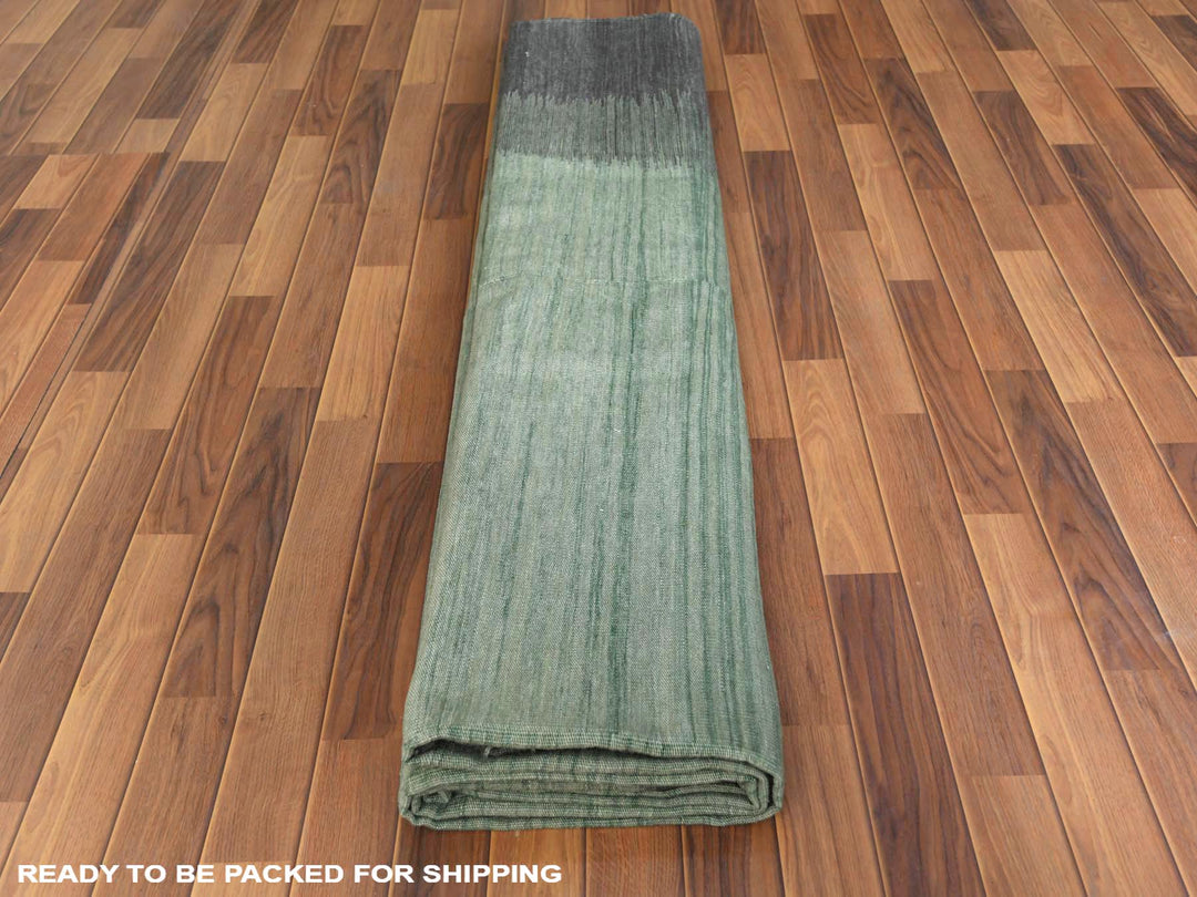 12'0" x 15'0" New Hand Woven Green Wool Rectangle Oriental Rug - MOA10260020