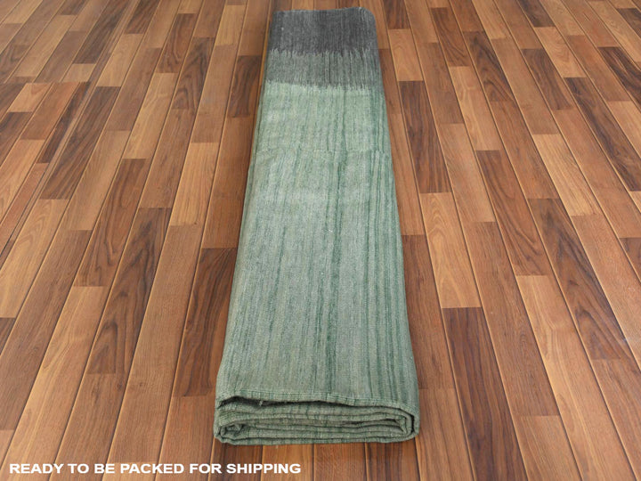 12'0" x 15'0" New Hand Woven Green Wool Rectangle Oriental Rug - MOA10260020