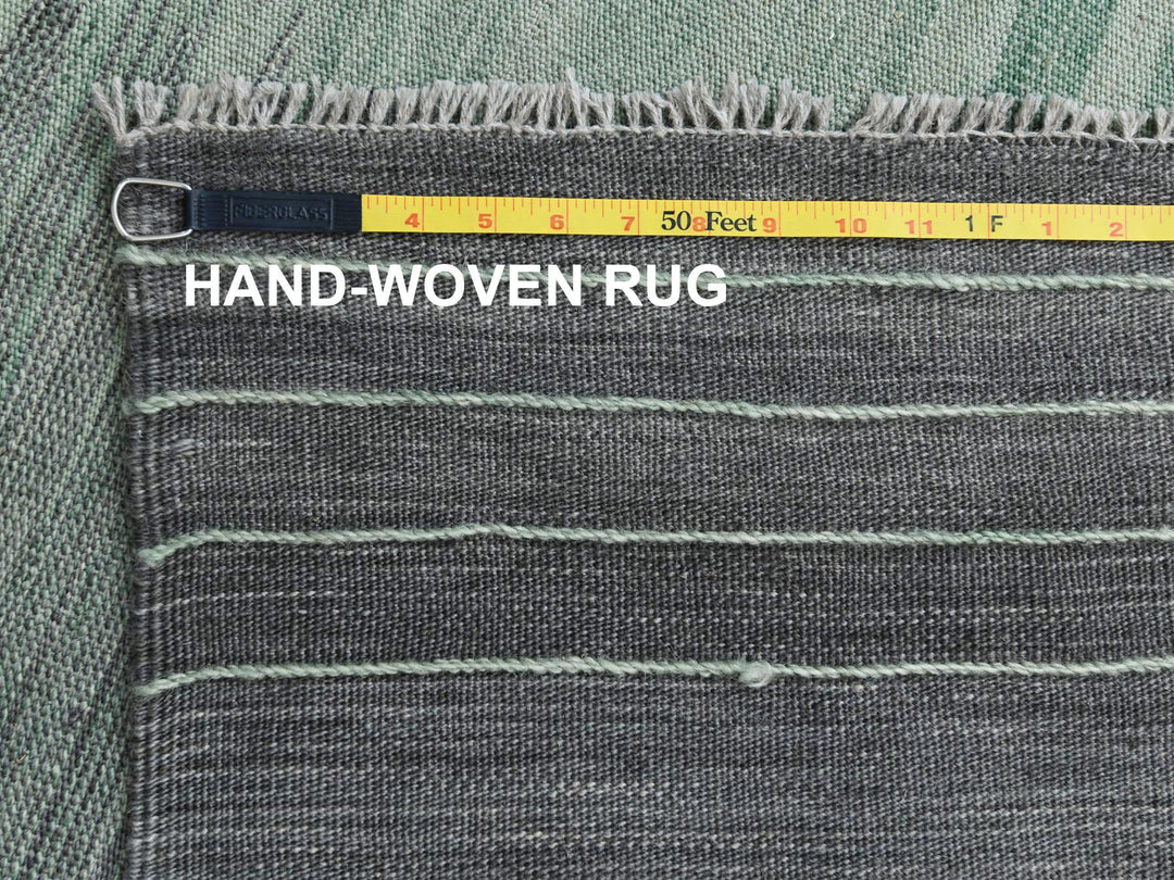 12'0" x 15'0" New Hand Woven Green Wool Rectangle Oriental Rug - MOA10260020