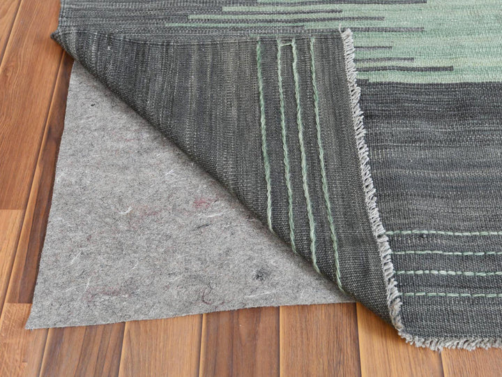10'0" x 14'1" New Hand Woven Green Wool Rectangle Oriental Rug - MOA10260021
