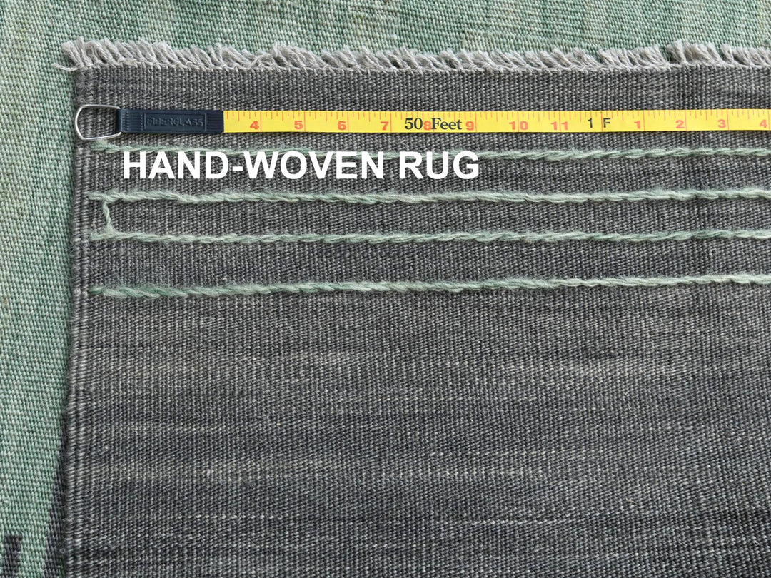 10'0" x 14'1" New Hand Woven Green Wool Rectangle Oriental Rug - MOA10260021