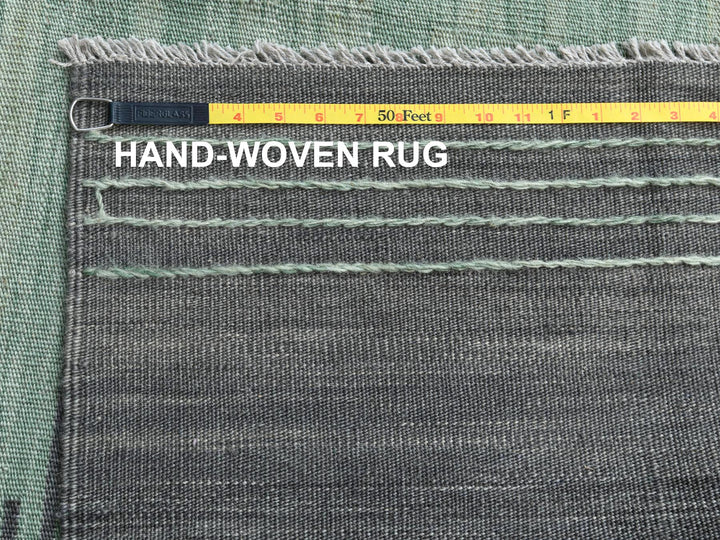 10'0" x 14'1" New Hand Woven Green Wool Rectangle Oriental Rug - MOA10260021
