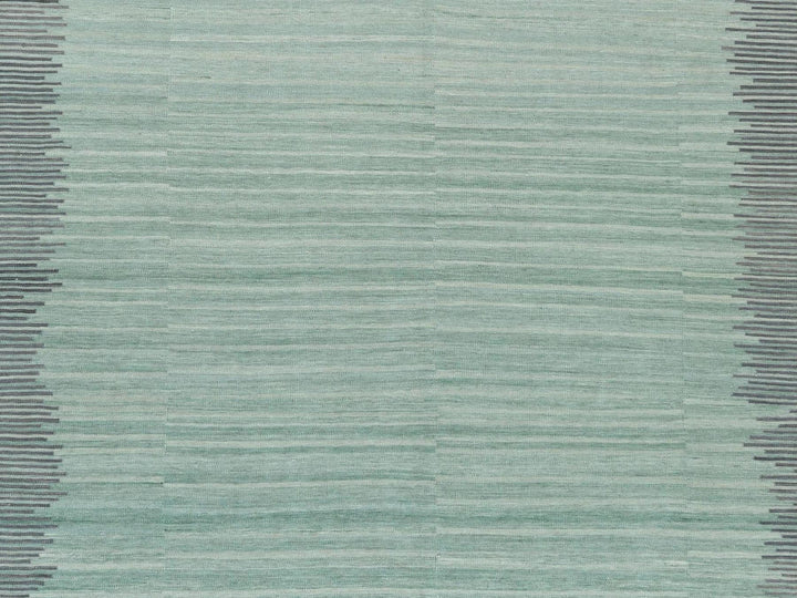 9'3" x 12'1" New Hand Woven Green Wool Rectangle Oriental Rug - MOA10260022