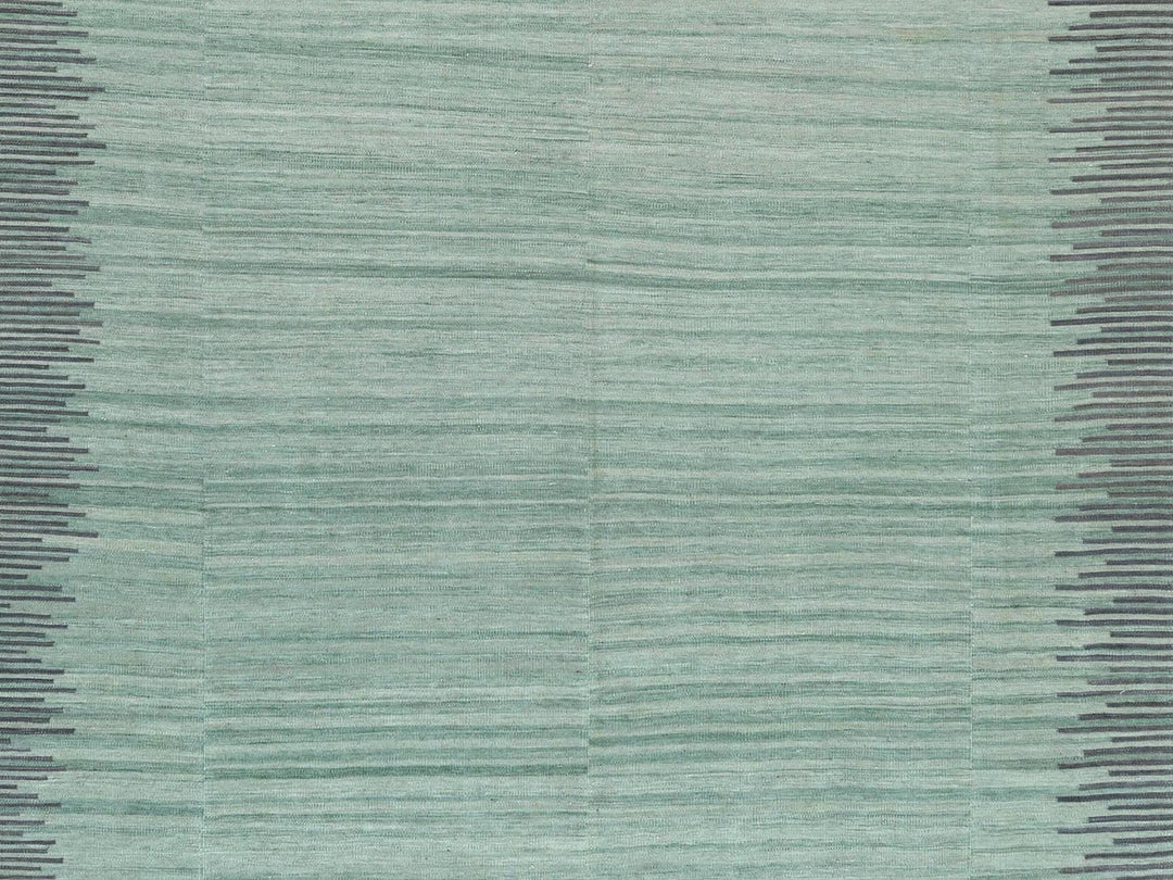 9'2" x 12'0" New Hand Woven Green Wool Rectangle Oriental Rug - MOA10260023