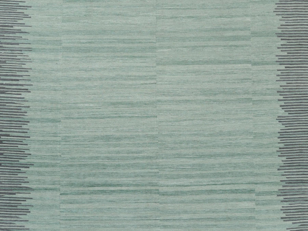 8'2" x 10'1" New Hand Woven Green Wool Rectangle Oriental Rug - MOA10260024