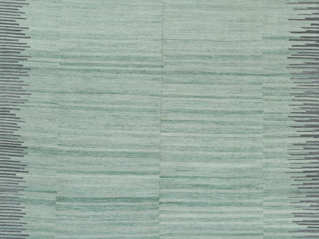 8'2" x 10'1" New Hand Woven Green Wool Rectangle Oriental Rug - MOA10260025
