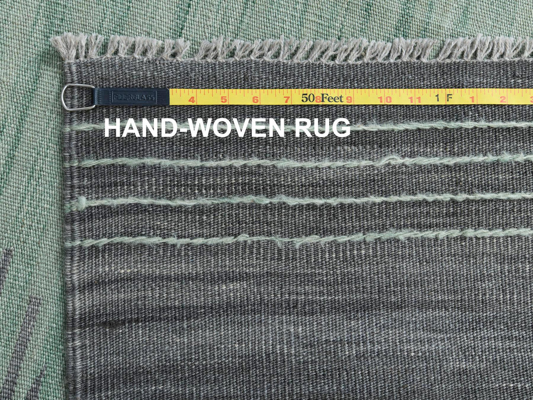 8'2" x 10'1" New Hand Woven Green Wool Rectangle Oriental Rug - MOA10260025