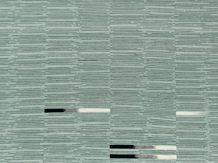 10'2" x 14'0" New Hand Woven Green Wool Rectangle Oriental Rug - MOA10260035