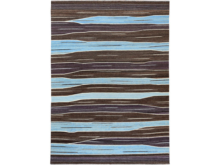 9'6" x 12'0" New Hand Woven Brown Wool Rectangle Oriental Rug - MOA10260036