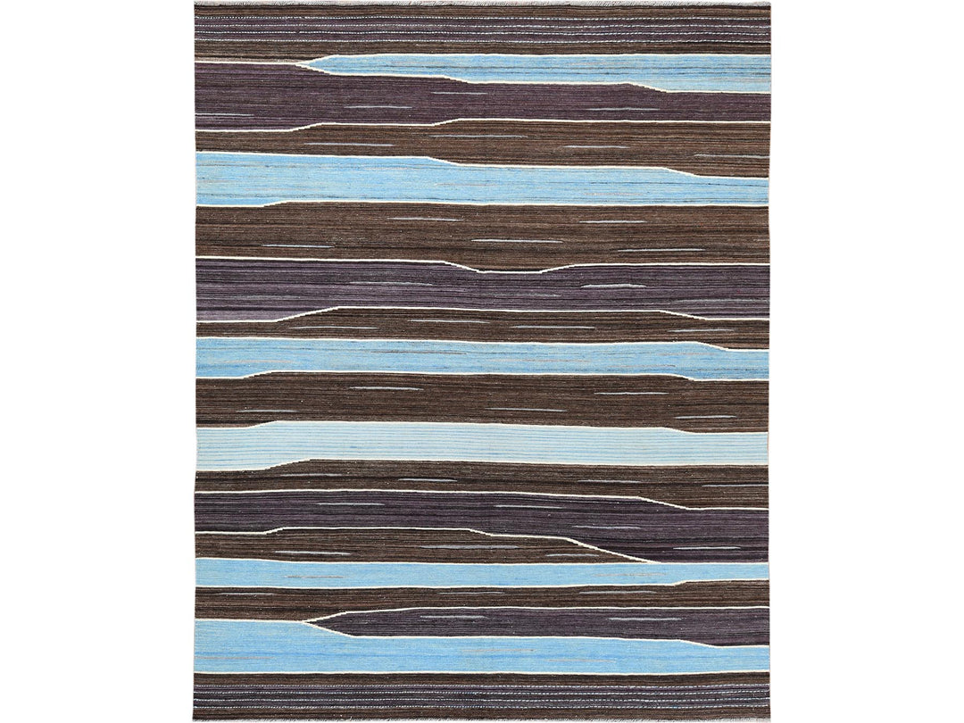 8'2" x 10'1" New Hand Woven Brown Wool Rectangle Oriental Rug - MOA10260038