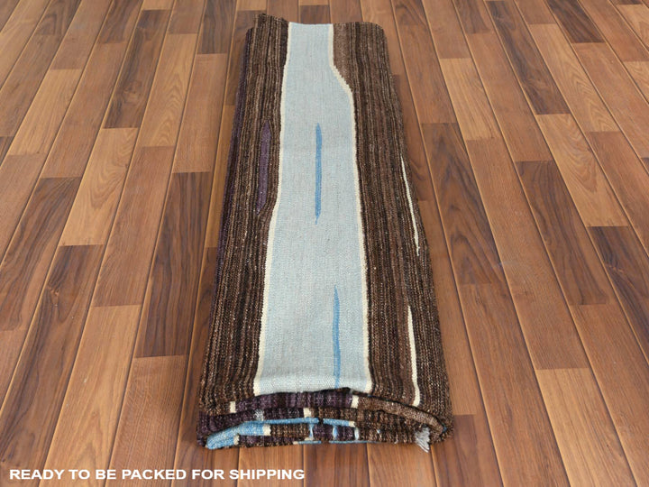 8'3" x 10'2" New Hand Woven Brown Wool Rectangle Oriental Rug - MOA10260039