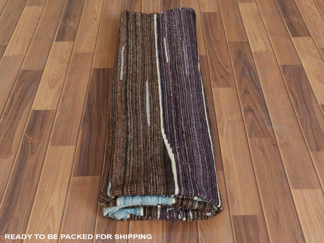 6'3" x 9'0" New Hand Woven Brown Wool Rectangle Oriental Rug - MOA10260040