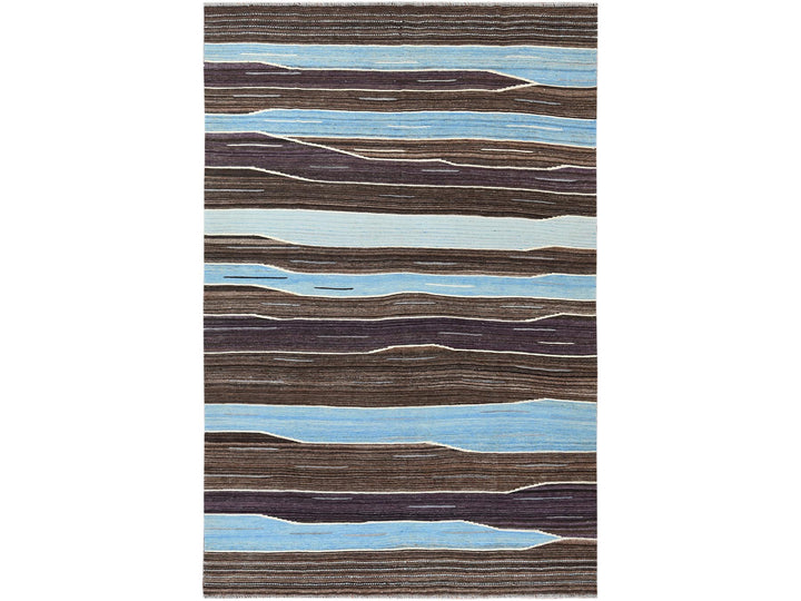6'4" x 9'0" New Hand Woven Brown Wool Rectangle Oriental Rug - MOA10260041