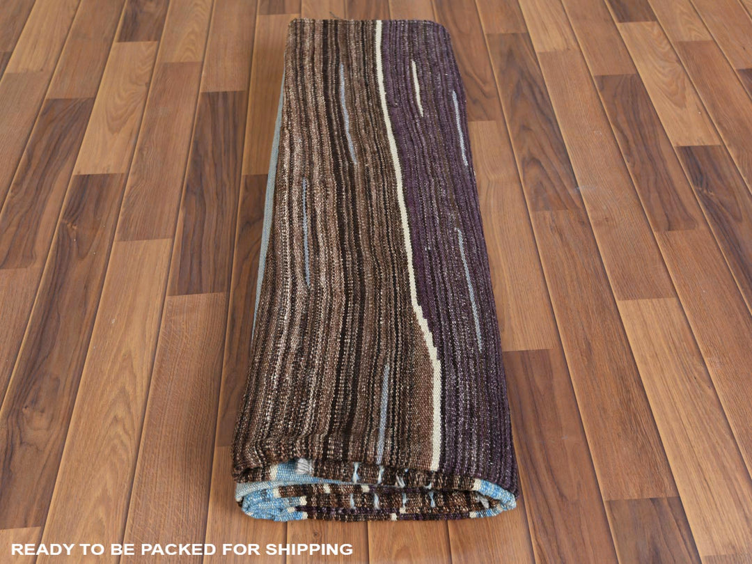 6'4" x 9'0" New Hand Woven Brown Wool Rectangle Oriental Rug - MOA10260041