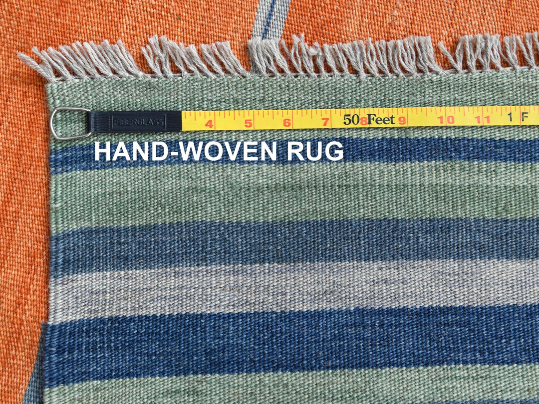 6'3" x 9'2" New Hand Woven Orange Wool Rectangle Oriental Rug - MOA10260048