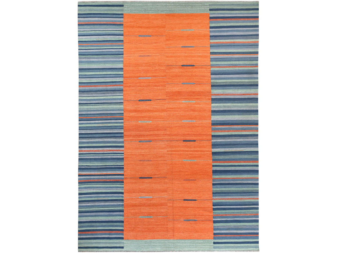 10'4" x 14'2" New Hand Woven Orange Wool Rectangle Oriental Rug - MOA10260050