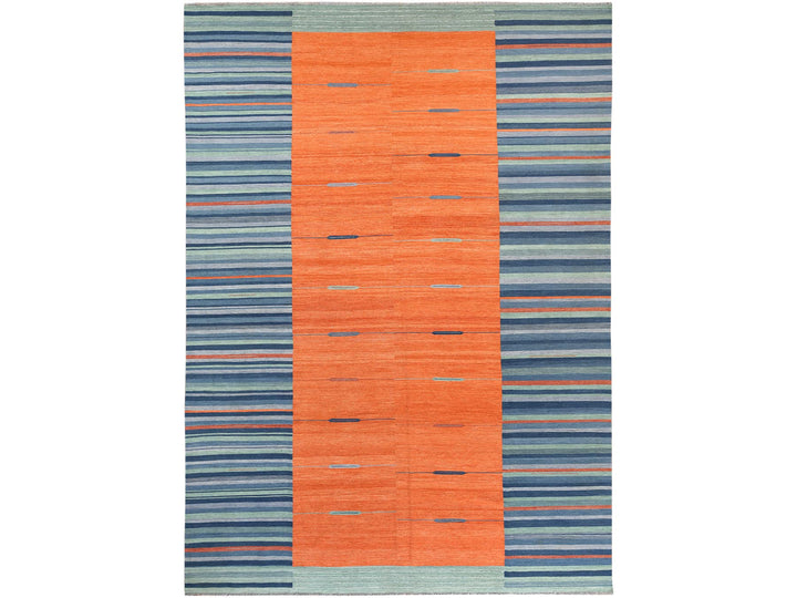 10'4" x 14'2" New Hand Woven Orange Wool Rectangle Oriental Rug - MOA10260050