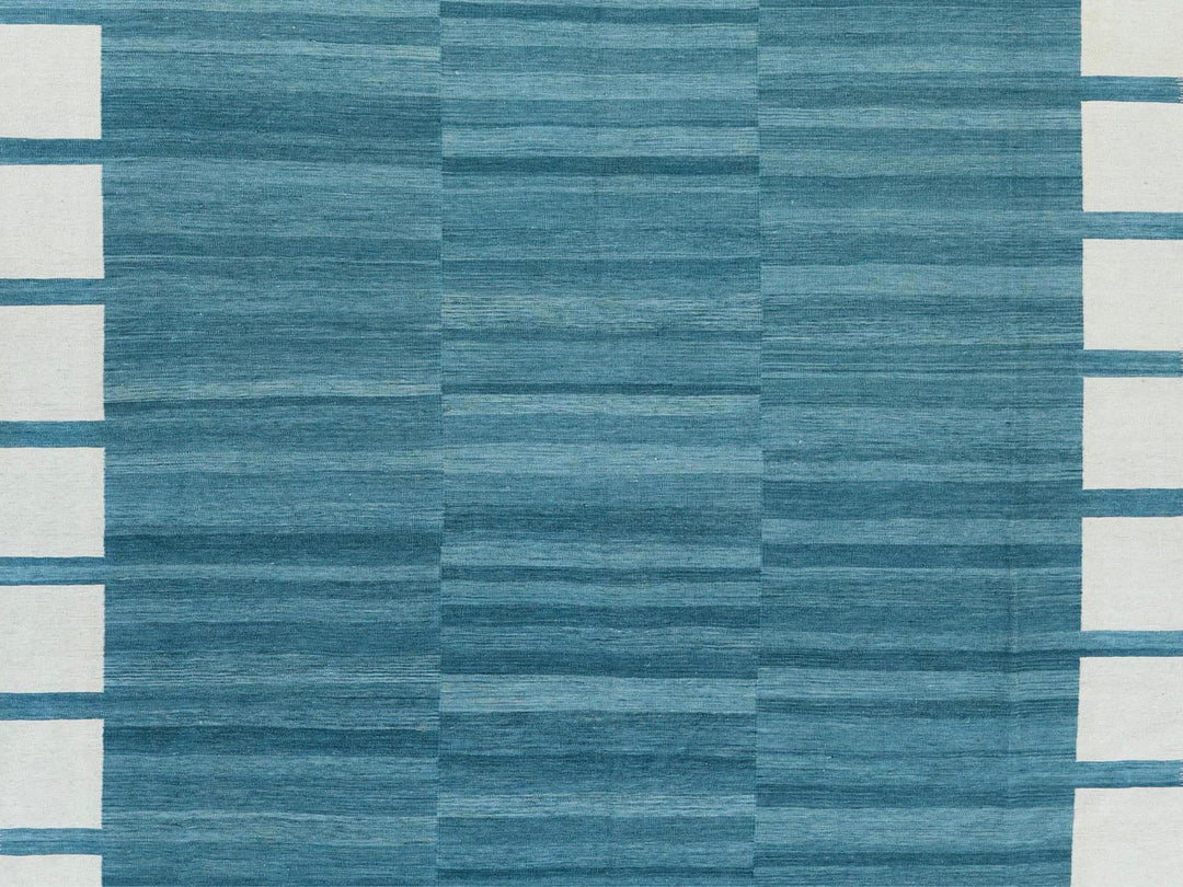 12'3" x 15'0" New Hand Woven Teal Wool Rectangle Oriental Rug - MOA10260052