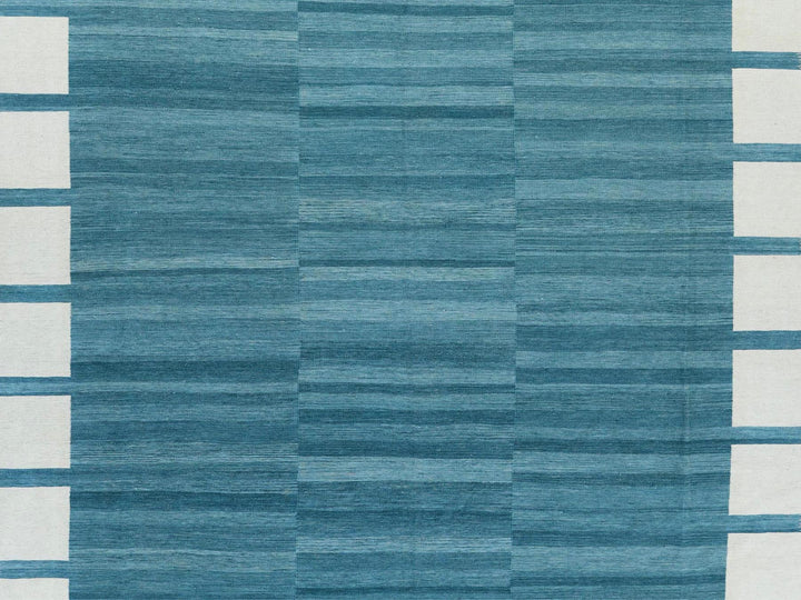 12'3" x 15'0" New Hand Woven Teal Wool Rectangle Oriental Rug - MOA10260052