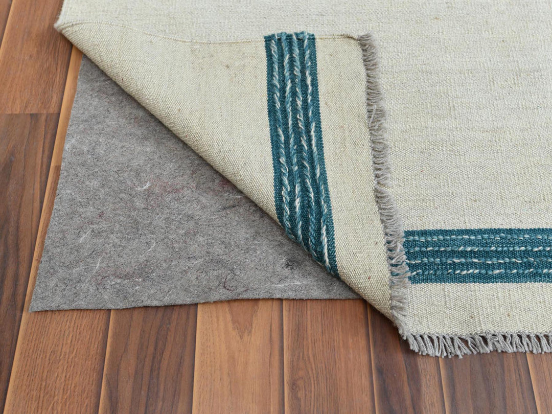 12'3" x 15'0" New Hand Woven Teal Wool Rectangle Oriental Rug - MOA10260052