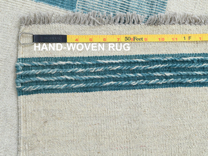12'3" x 15'0" New Hand Woven Teal Wool Rectangle Oriental Rug - MOA10260052