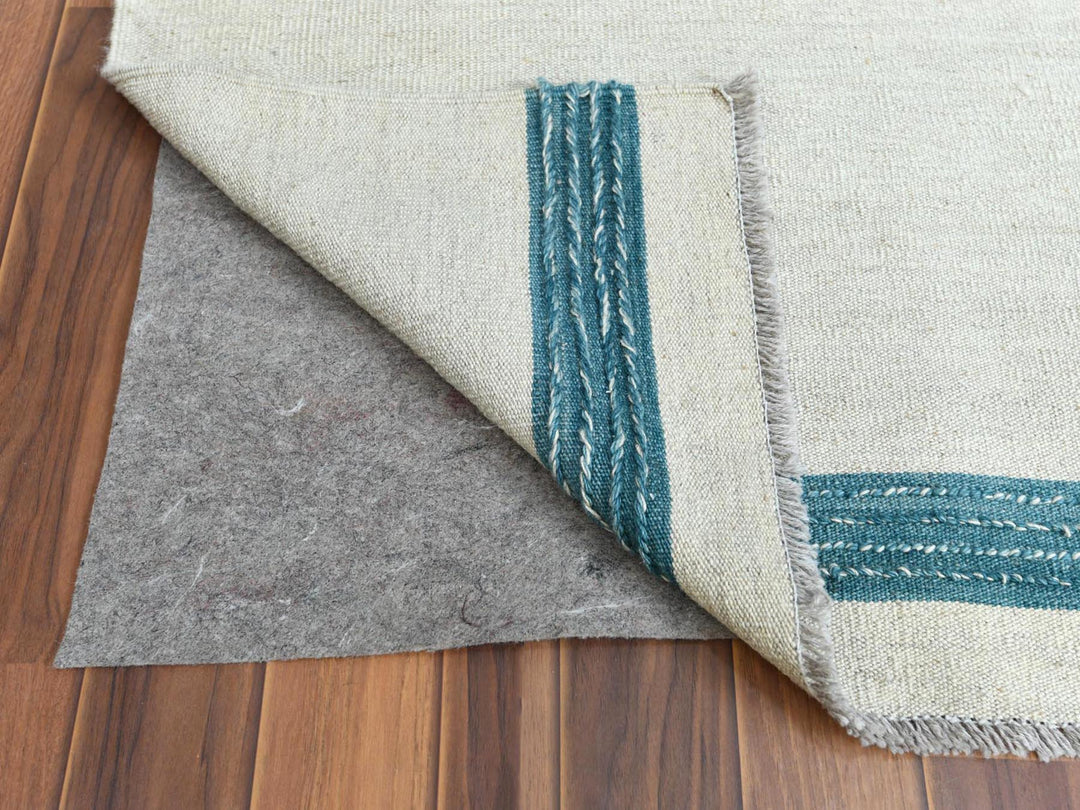10'8" x 14'1" New Hand Woven Teal Wool Rectangle Oriental Rug - MOA10260053