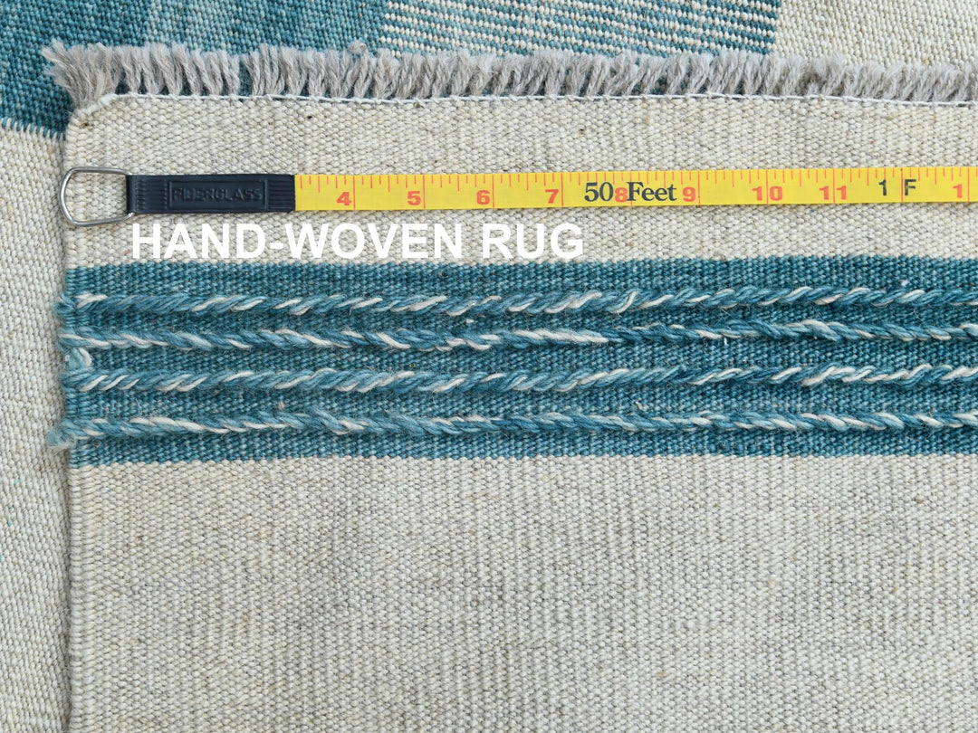 10'8" x 14'1" New Hand Woven Teal Wool Rectangle Oriental Rug - MOA10260053