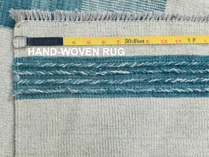 10'8" x 14'1" New Hand Woven Teal Wool Rectangle Oriental Rug - MOA10260053