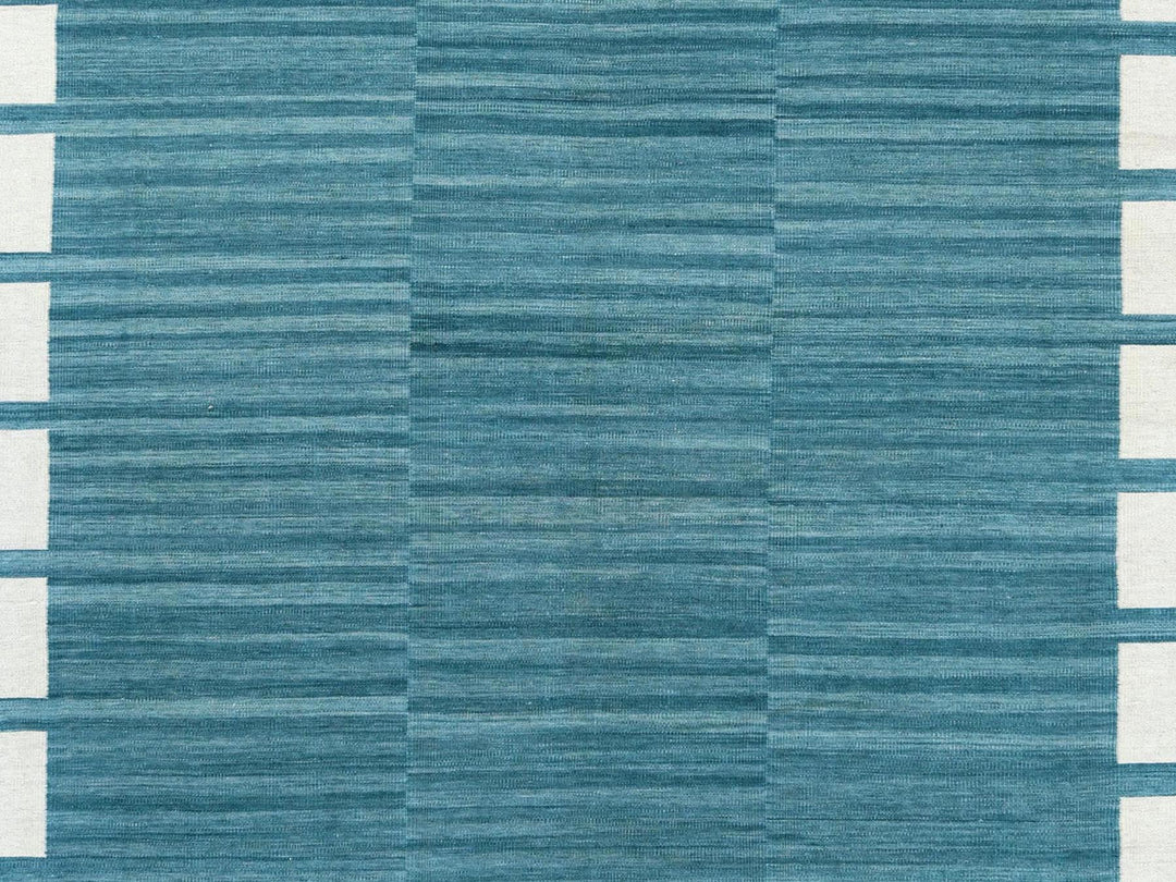 9'5" x 11'9" New Hand Woven Teal Wool Rectangle Oriental Rug - MOA10260058