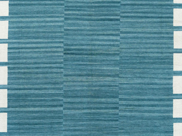 9'5" x 11'9" New Hand Woven Teal Wool Rectangle Oriental Rug - MOA10260058