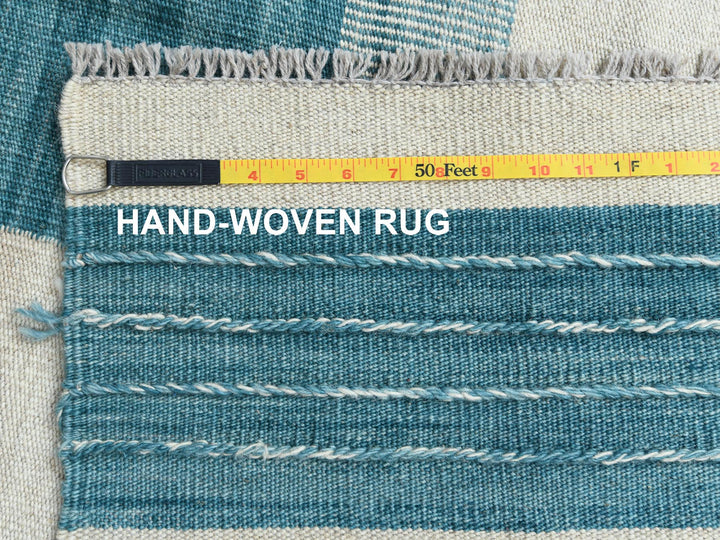 9'5" x 11'9" New Hand Woven Teal Wool Rectangle Oriental Rug - MOA10260058